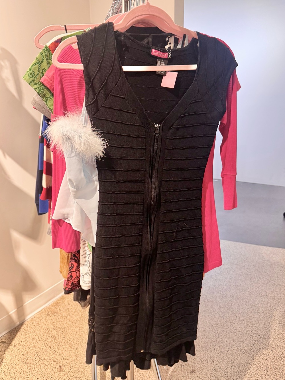“Say What” Y2K Bandage Dress Sleeveless Zip-Front